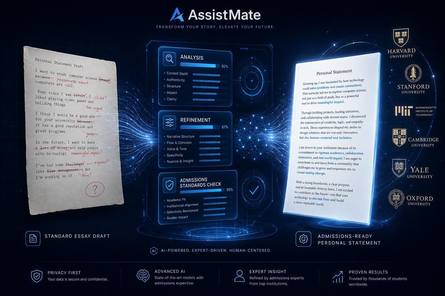 Before and after essay refinement infographic